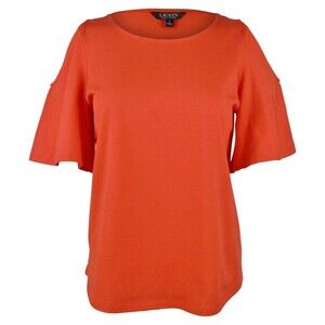 Lauren Ralph Lauren Women's Cutout Jersey Top-R-S Red